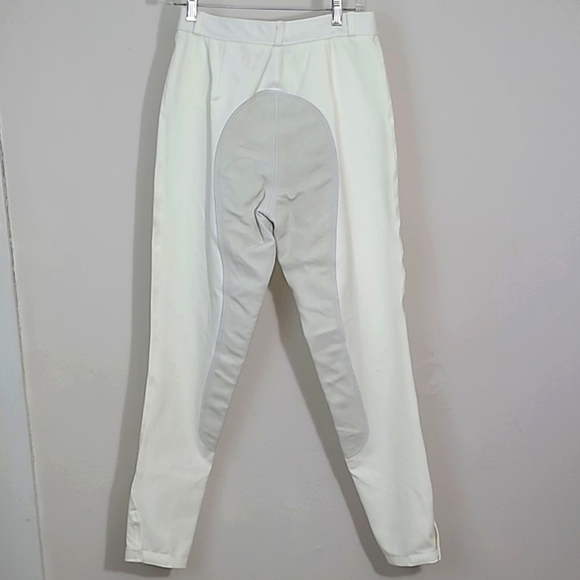 White breeches full seat Dressage Competition Pants Cream leather insert Stretch - Picture 2 of 9